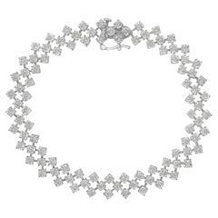.925 Sterling Silver 1.0 cttw Miracle-Set Round Diamond "Zig Zag" Link Bracelet