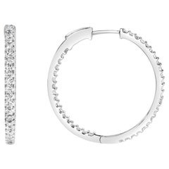 925 A. Silver 1.0 Cttw Princess Diamond Inside Out Orecchini a cerchio