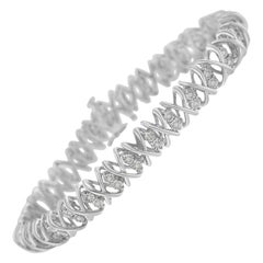.925 Sterling Silver 1.0 cttw rose-cut Diamond X-Link Bracelet