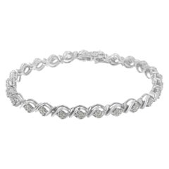 .925 Sterling Silber 1,0 cttw Runder Diamant Cluster Gliederarmband