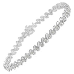 .925 Sterling Silver 1.00 Carat Round Miracle-Set Diamond Tennis Bracelet