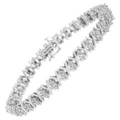 .925 Sterling Silver 1.00 Carat Diamond X-Link Tennis Bracelet