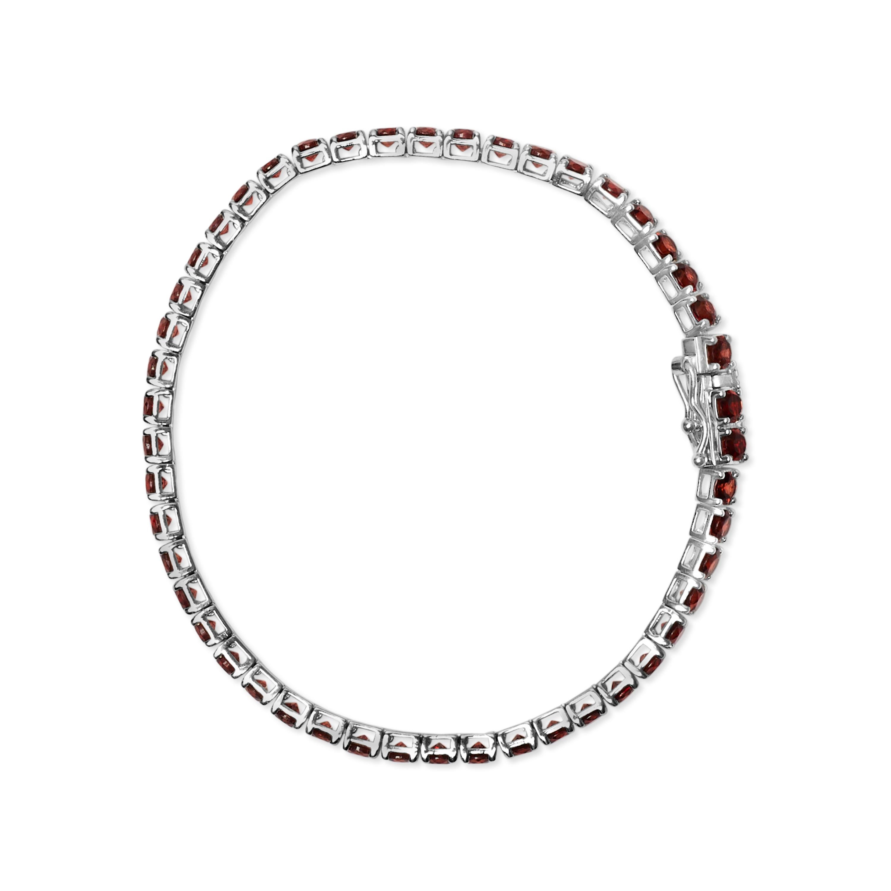Moderne .925 Sterling Silver 10.0 Cttw Created Orange Garnet Tennis Bracelet - 7.25