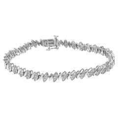 .925 Sterling SIlver 1.00 Cttw Marquise Link Bracelet