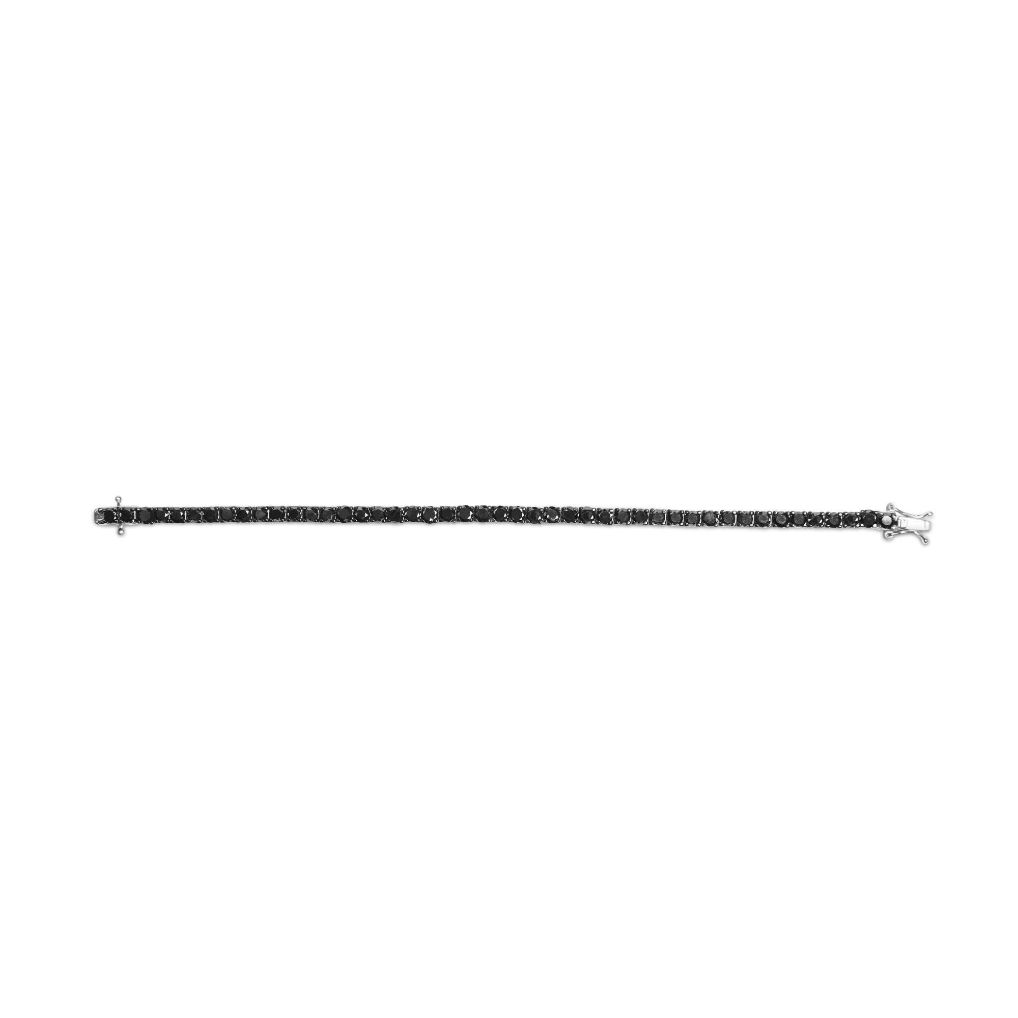 .925 Sterling Silber 10.0 Cttw Behandelt Schwarzer Diamant Classic Tennis Armband (Moderne)