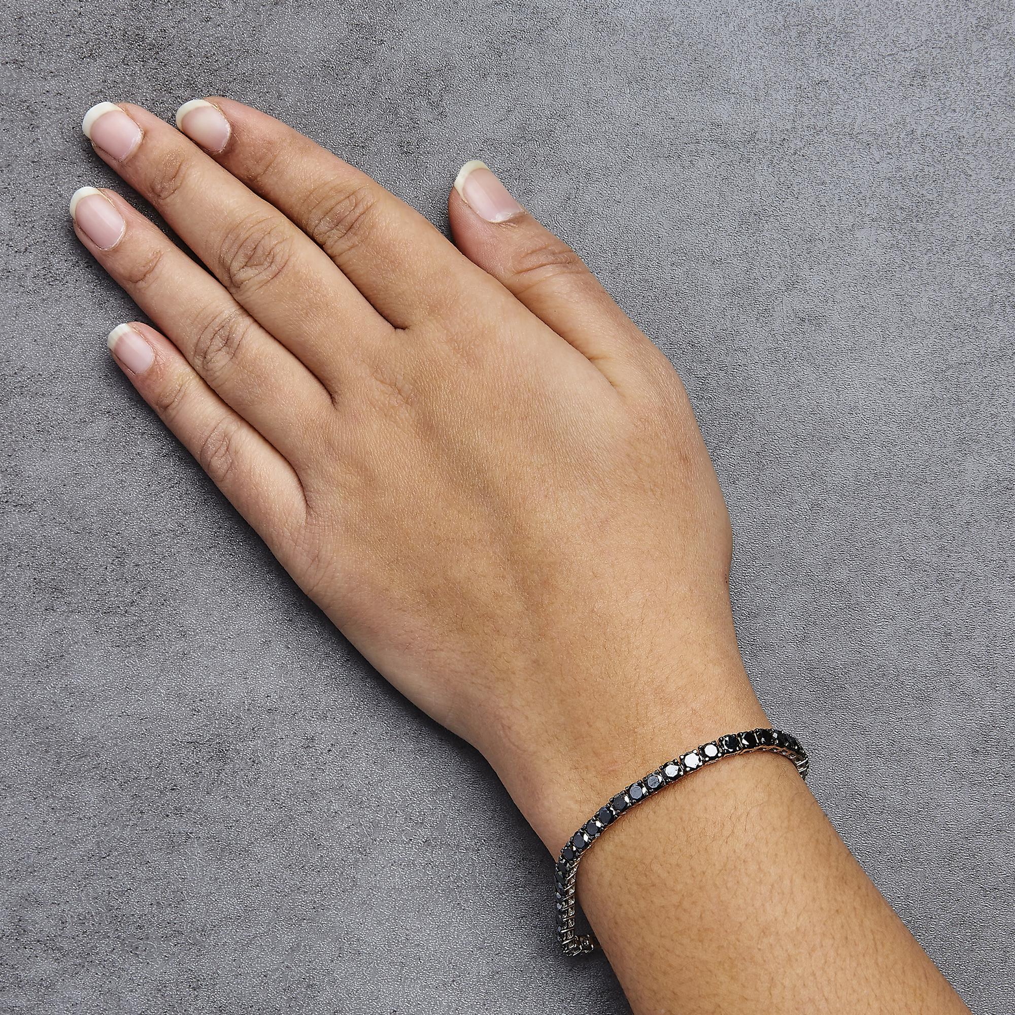 .925 Sterling Silber 10.0 Cttw Behandelt Schwarzer Diamant Classic Tennis Armband im Zustand „Neu“ in New York, NY