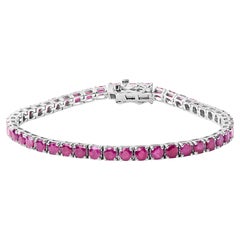 .925 Sterling Silver 11 1/2 Cttw Created Pink Ruby Tennis Bracelet