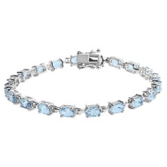 .925 Sterlingsilber 1 1,0 Karat kreiertes hellblaues Topas-Gliederarmband