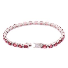 Sterling Silver 12.6 Carat Garnet Gemstone Tennis Bracelet for Graduation Gift