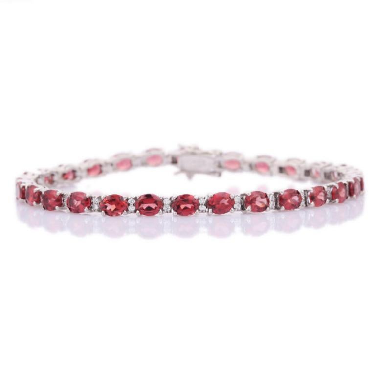 925 Sterling Silber 12,6 Karat Granat Edelstein Tennisarmband Geschenk für Mama Geschenk Damen im Angebot