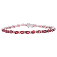 925 Sterling Silver 12.6 Carat Garnet Gemstone Tennis Bracelet