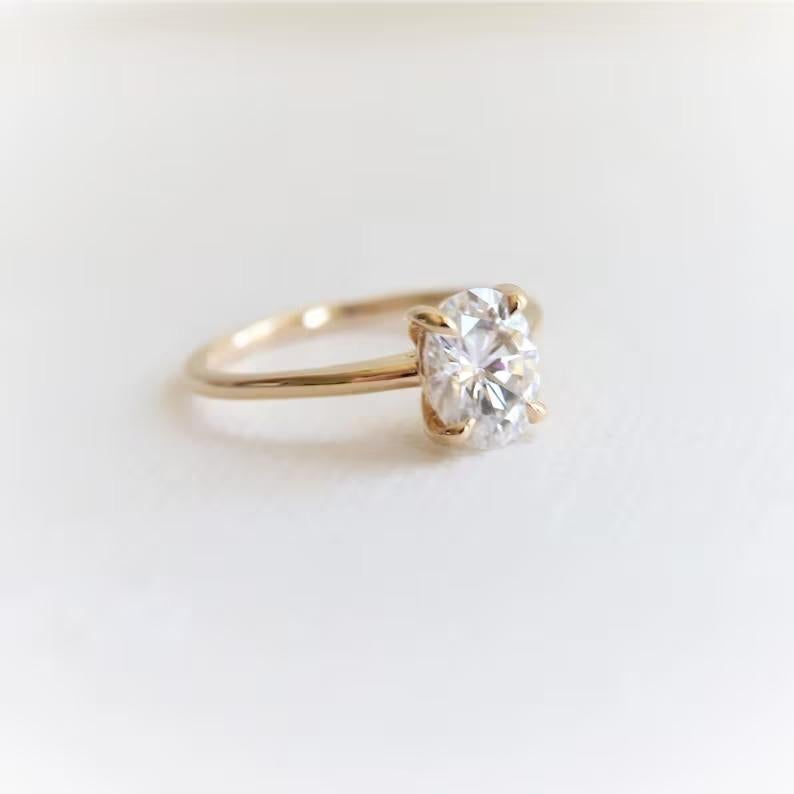 925 Sterling Silber 1,5 ct Oval Moissanite Ring Oval geformt Verlobungsring. 1
