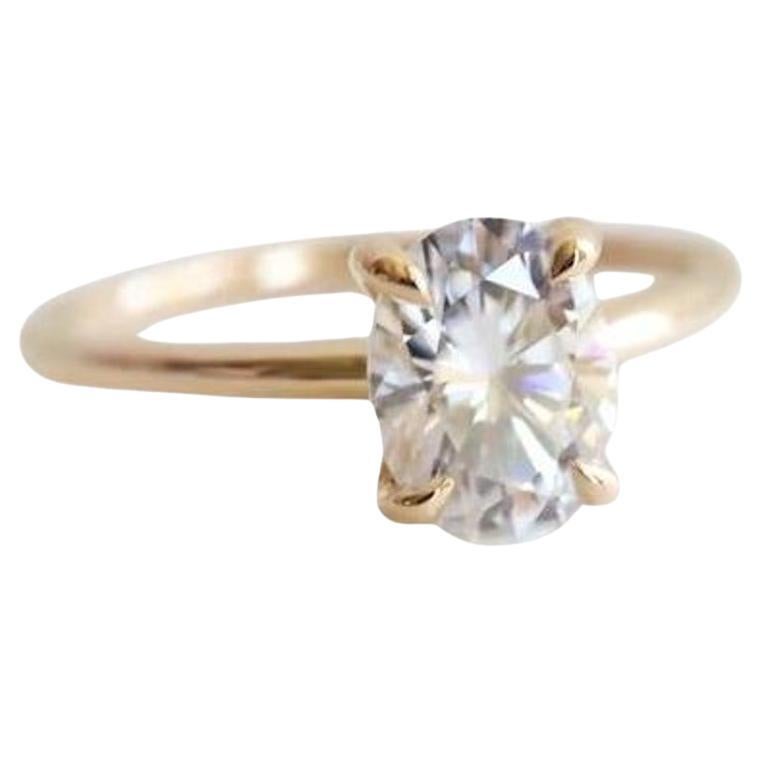 925 Sterling Silver 1.5 ct Oval Moissanite Ring Oval Shaped Engagement Ring.