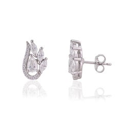925 Sterling Silver 1.73 Carat Moissanite Encrusted Bridal Cluster Stud Earrings