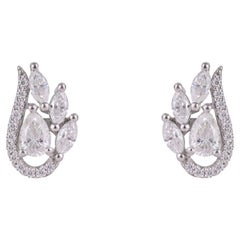 925 Sterling Silver 1.73 Carat Moissanite Encrusted Bridal Cluster Stud Earrings