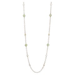 Texturierte Herz-Halskette 925 Sterlingsilber 18K Gelbgold Jadeit Diamant