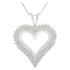 .925 Sterling Silver 1ct TDW Diamond Heart Pendant Necklace