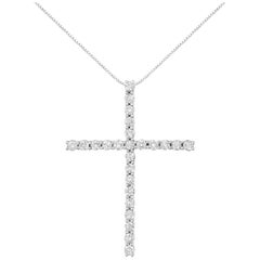 Collana con ciondolo a forma di croce in argento 925 con diamanti da 2 1/2 cttw (H. H., I2-I3)