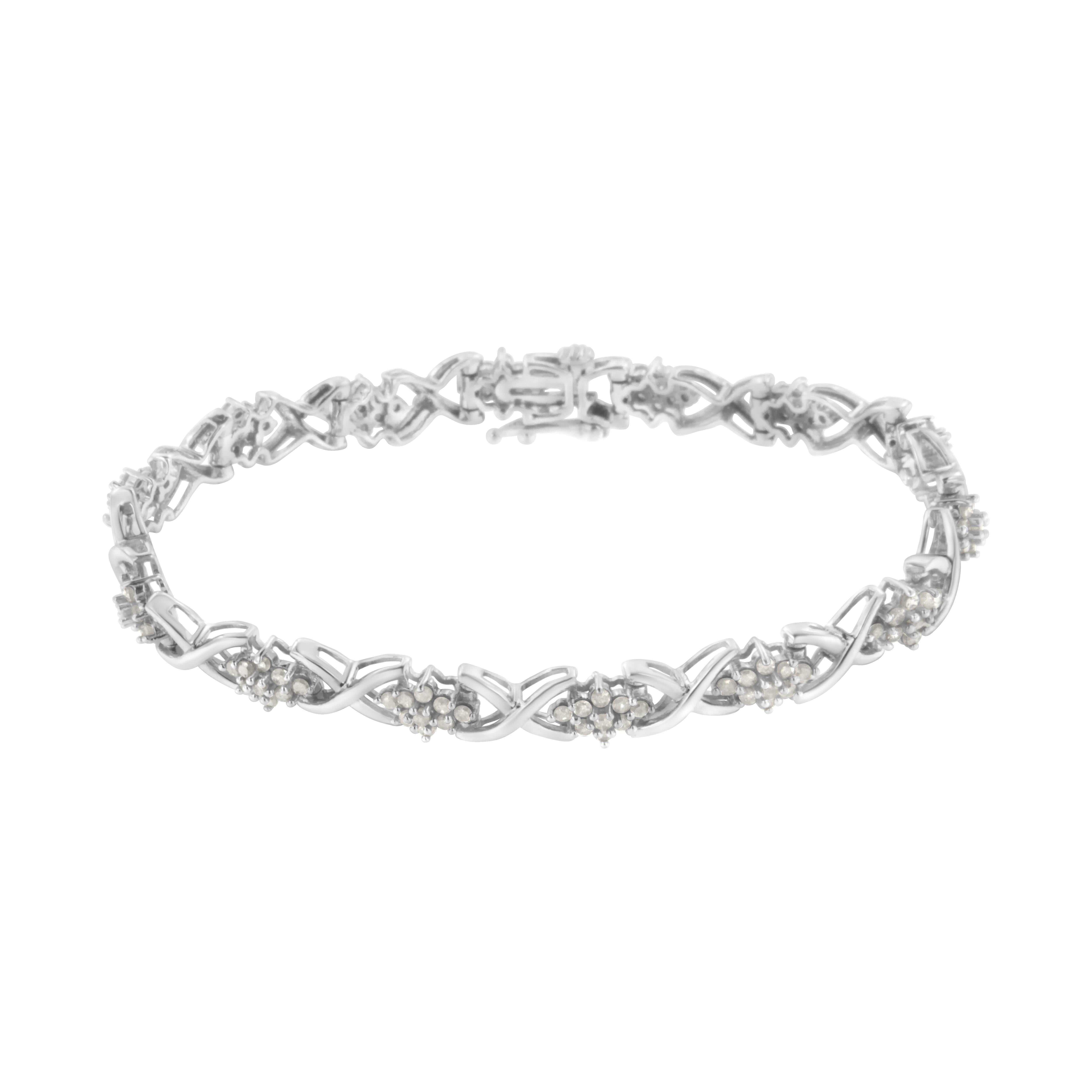 Elegant and timeless, this gorgeous .925 sterling silver tennis bracelet features 2.28 carat total weight of round, rose cut, promo quality diamonds with a whopping 126 stones in all. Rose-cut, promo quality diamonds are milky and cloudy in nature.