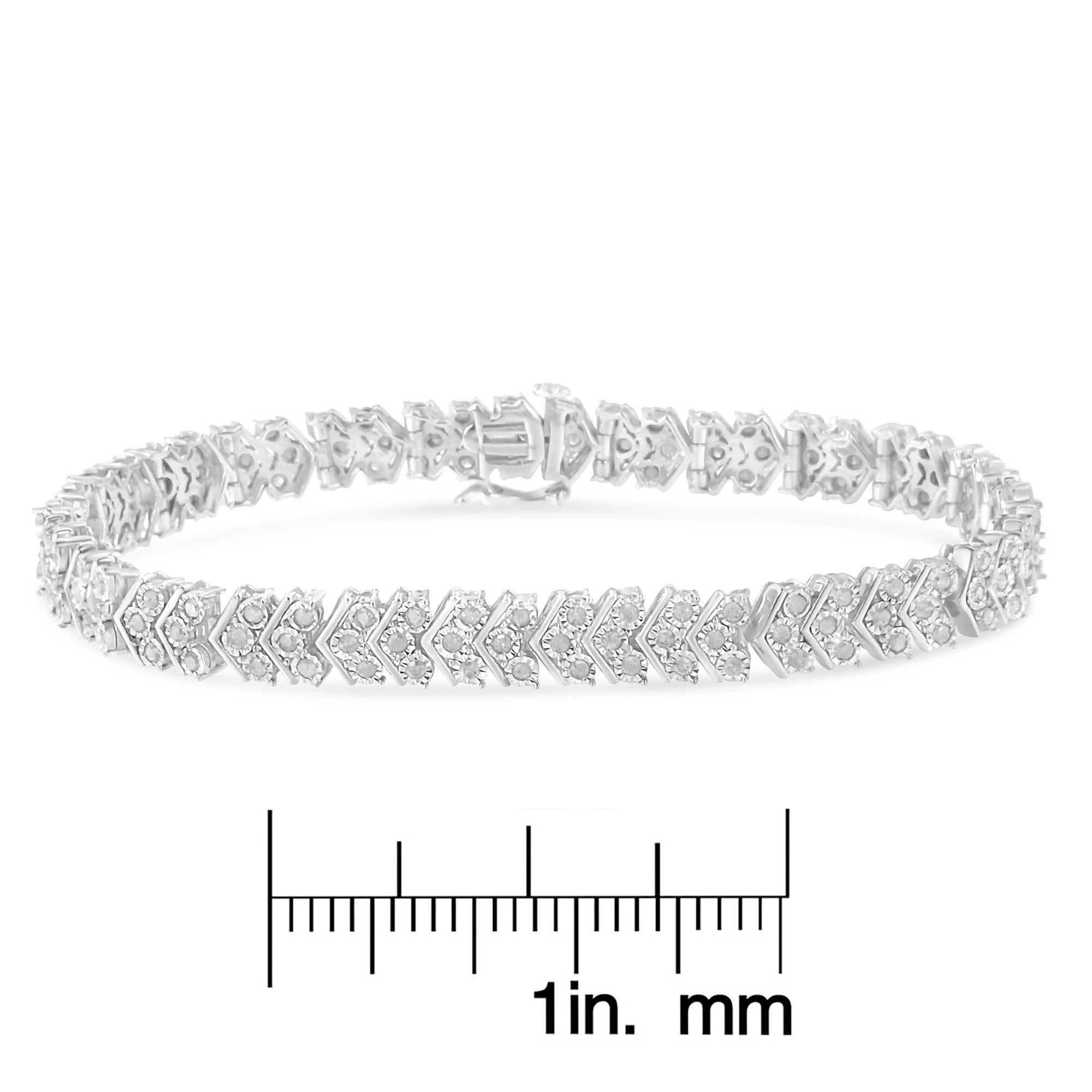 .925 Sterling Silver 2 1/6 Carat Diamond Tennis Bracelet en vente 1