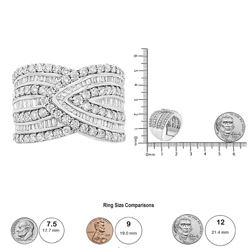 Bague jonc superposée à plusieurs rangées de diamants 2 3/8 ct. pt. en argent sterling .925 Neuf - En vente à New York, NY