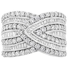 Anillo de plata de ley .925 con superposición de varias filas de diamantes de 2 3/8 qtw