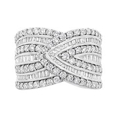 .925 Sterling Silver 2 3/8 Cttw Diamond Multi Row Overlay Band Ring
