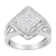 .925 Sterling Silver 2/5 Cttw Princess Cut Diamond Cocktail Ring