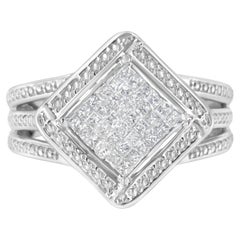 .925 Sterling Silver 2/5 Cttw Princess Cut Diamond Cocktail Ring