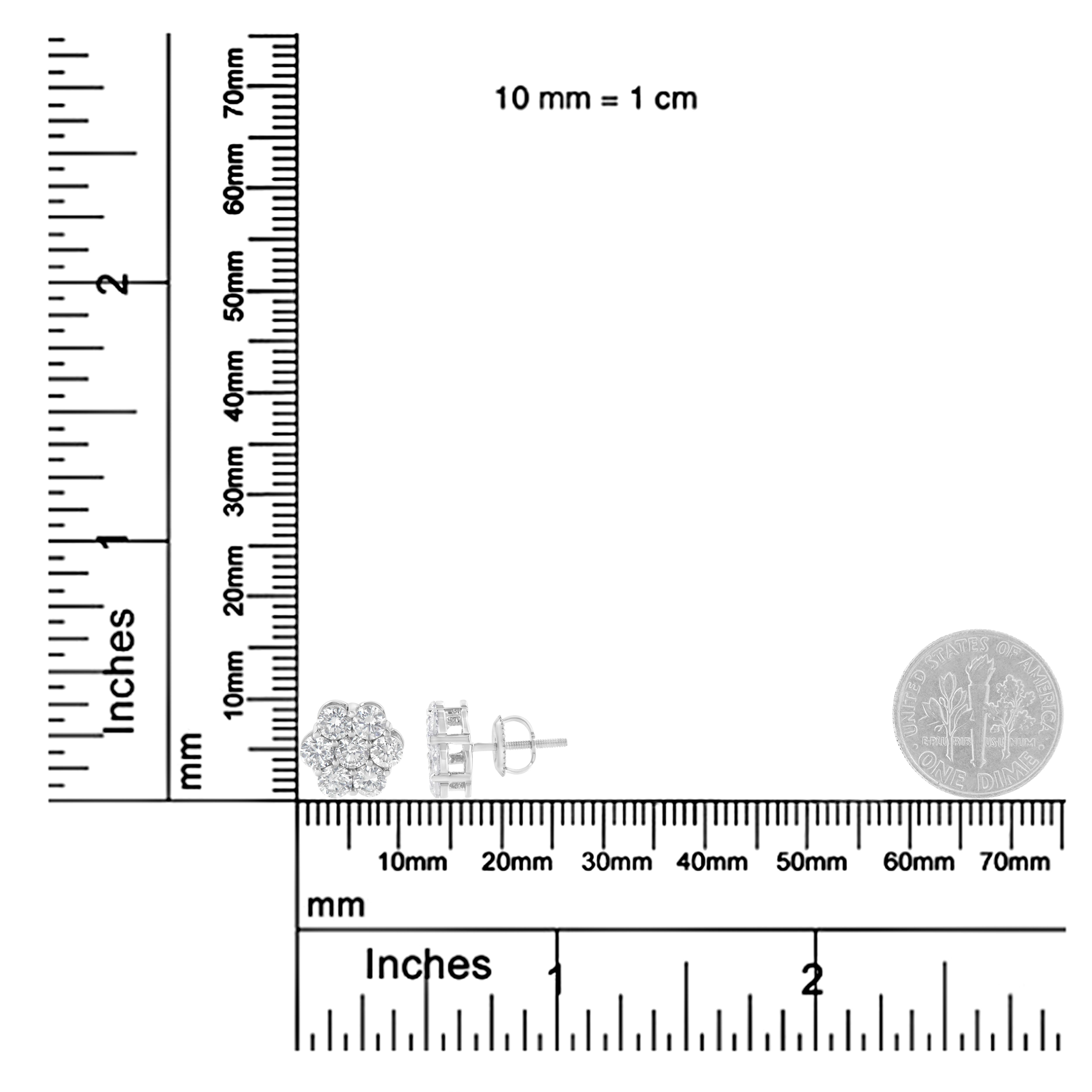 Orecchini a perno in argento Sterling Floral Composite con 7 pietre e diamanti In condizioni Nuovo in vendita a New York, NY