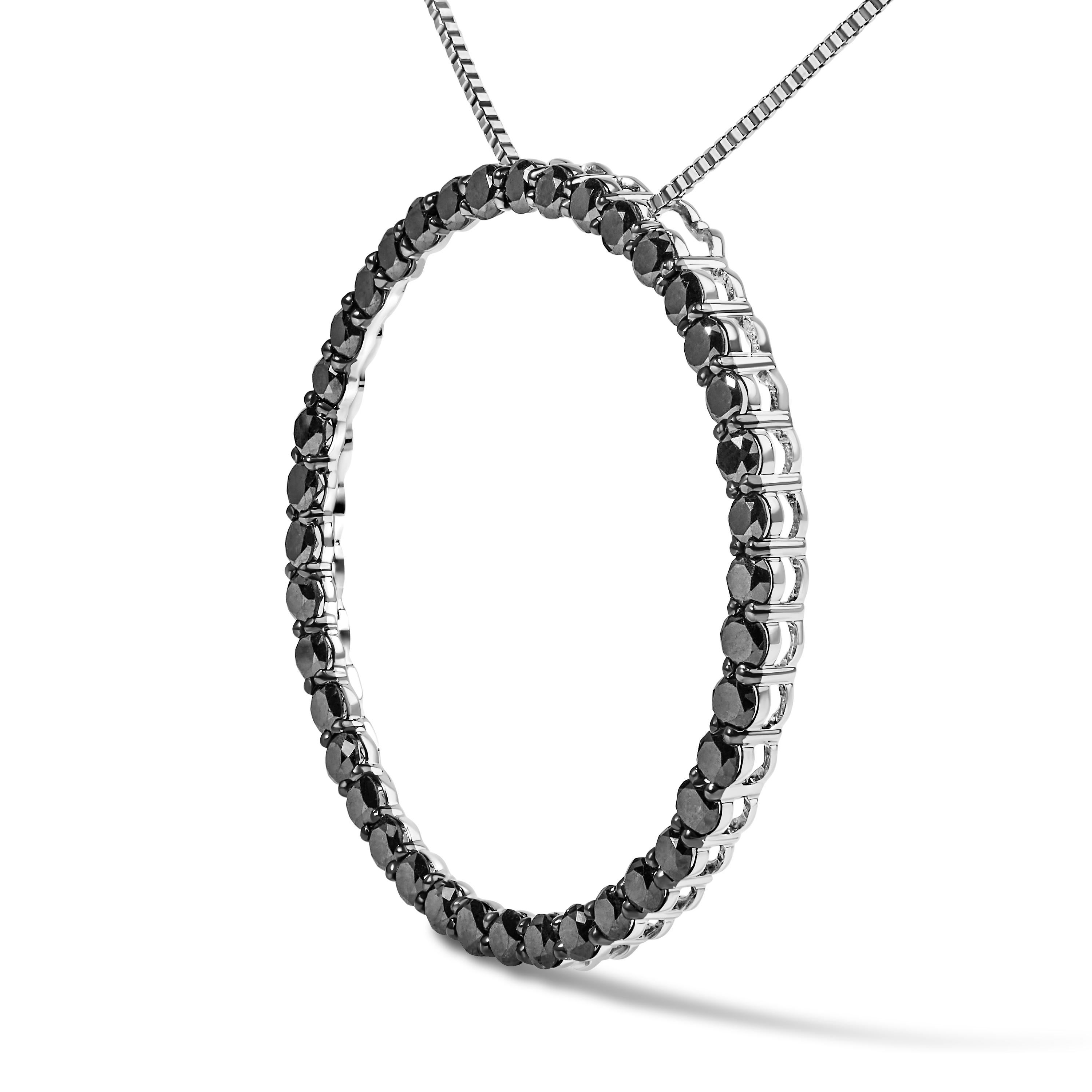 Moderno Collana con cerchio aperto con diamante nero da 2,0 carati in .925 Sterling Silver in vendita