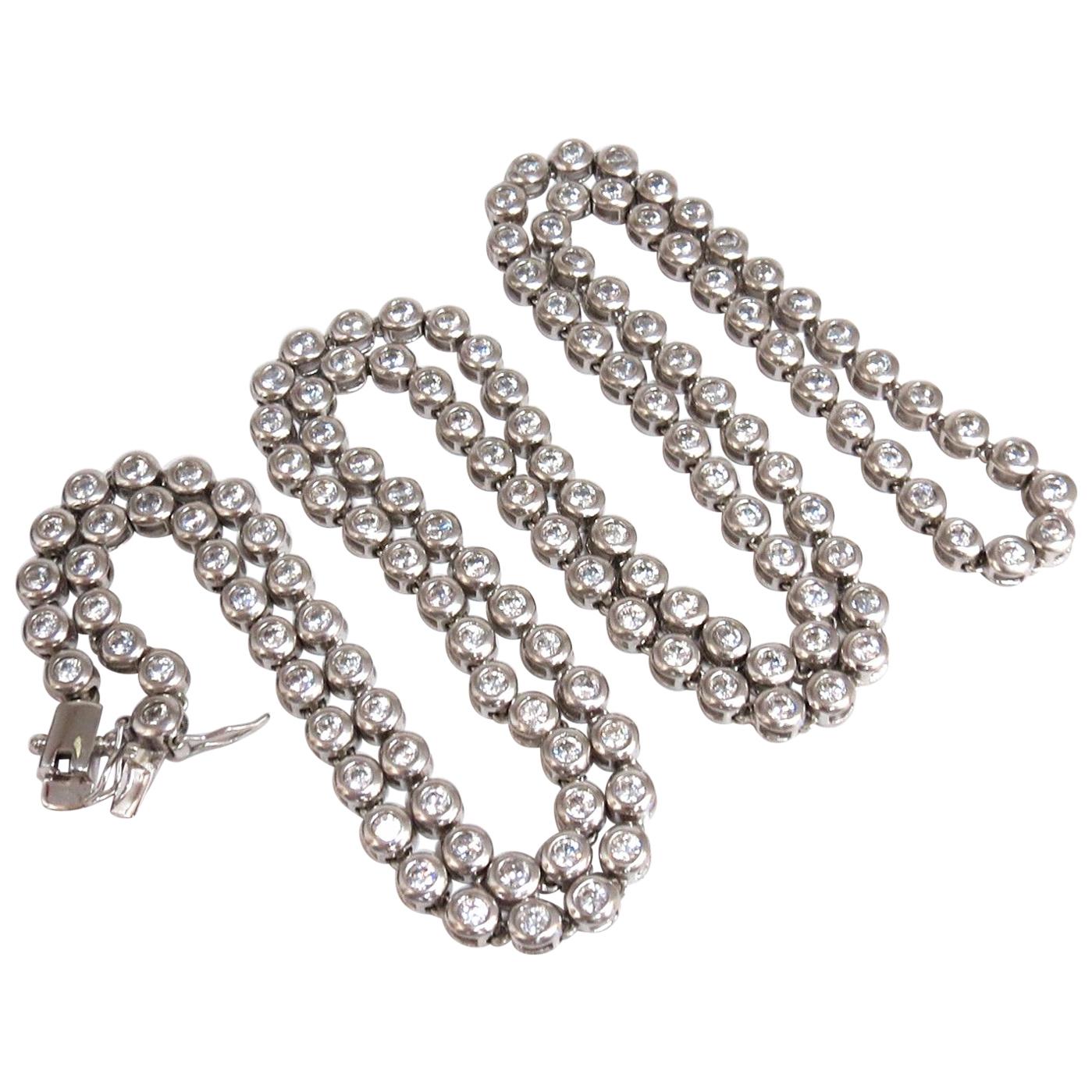 925 Sterling Silver 20 Carat Cubic Zirconia Necklace at 1stDibs