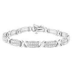.925 Sterling Silver 2.0 Carat Diamond 2 Row X-Link Bracelet