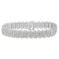 .925 Sterling-Silver 2.0 Carat Diamond 3 Row S Curve Line Tennis Bracelet