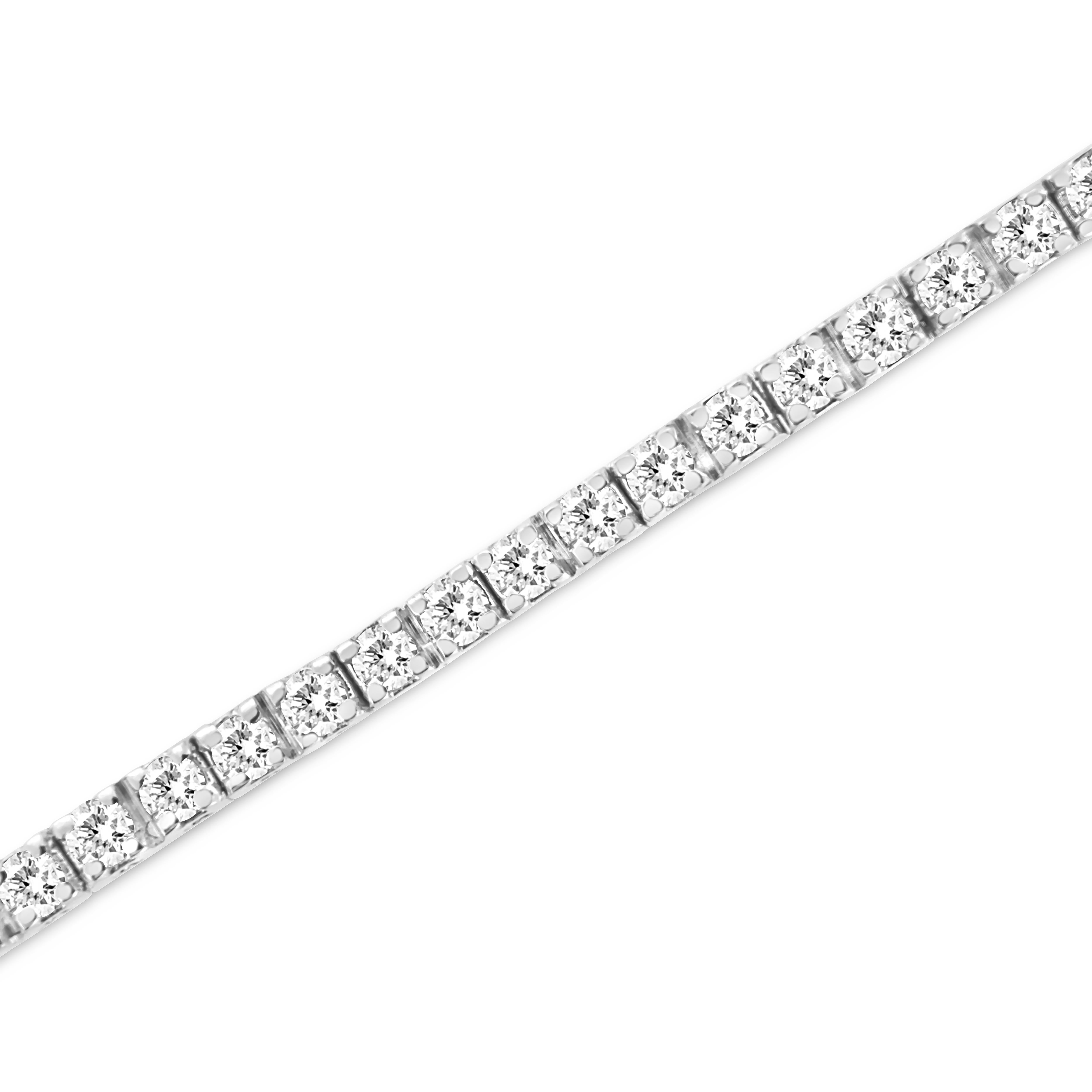 Contemporary .925 Sterling Silver 2.0 Carat Diamond Classic Link Tennis Bracelet For Sale