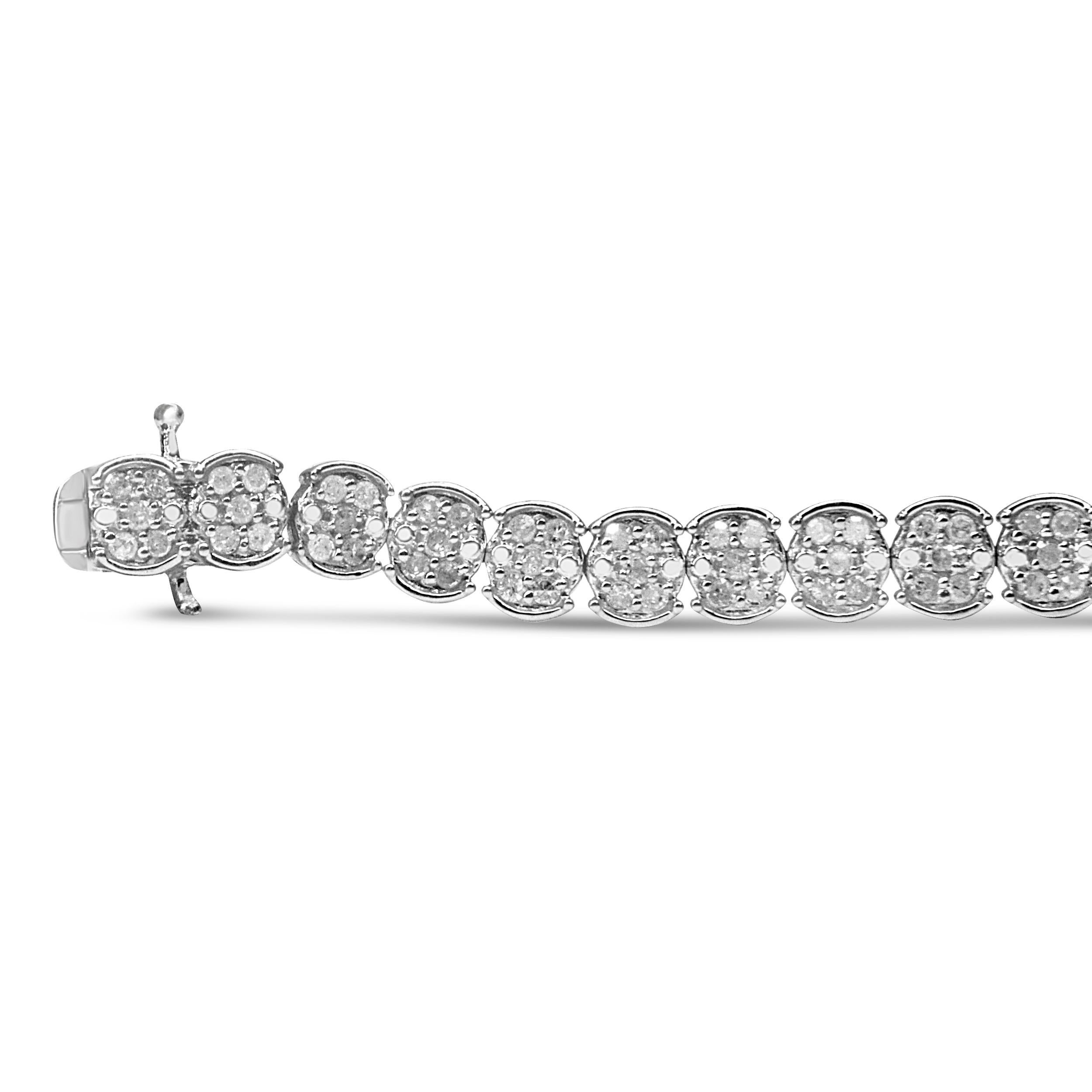 .925 Sterlingsilber 2,0 Karat Diamant-Cluster-Gliederarmband (Zeitgenössisch) im Angebot