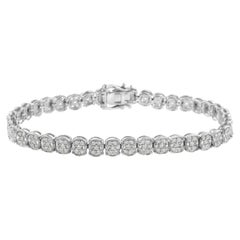 .925 Sterling Silver 2.0 Carat Diamond Cluster Link Bracelet