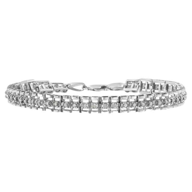 .925 Sterling Silver 2.0 Carat Diamond S- Link Tennis Bracelet For Sale ...