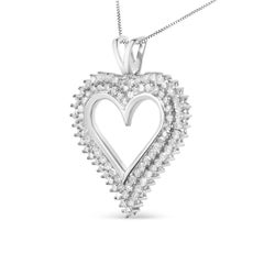 Collier pendentif cœur en argent sterling avec diamants de 2,0 carats de .925
