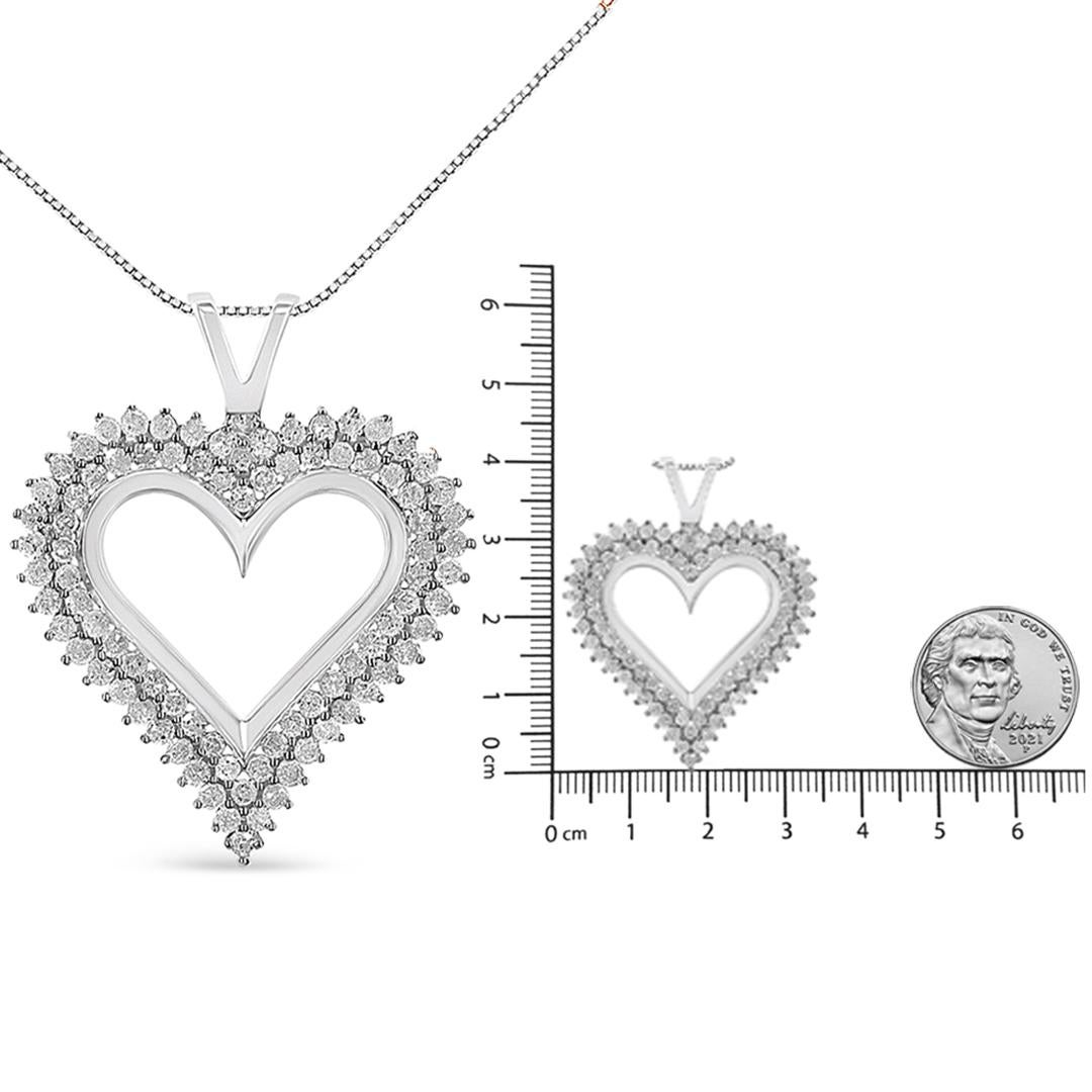 Collier pendentif cœur en argent sterling avec diamants de 2,0 carats de .925 Pour femmes en vente