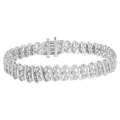 .925 Sterling Silver 2.0 Carat Diamond Link Double Row Bracelet