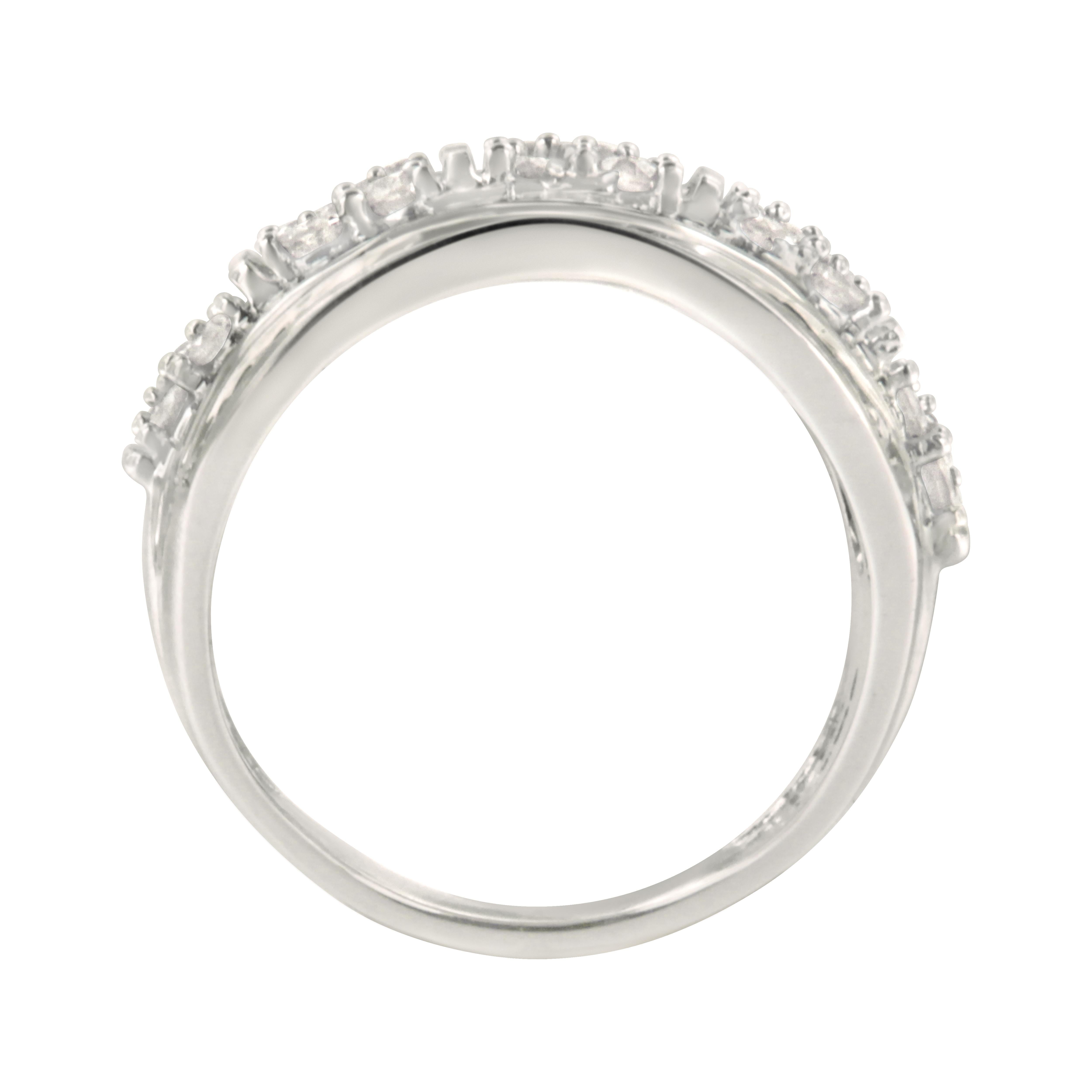 For Sale:  .925 Sterling Silver 2.0 Carat Diamond Multi-Row Tapered Cocktail Fashion Ring 4