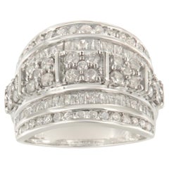 .925 Sterling Silver 2.0 Carat Diamond Multi-Row Tapered Cocktail Fashion Ring