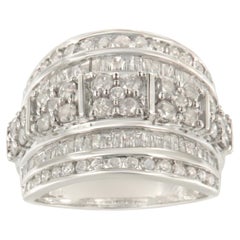 Anillo de cóctel cónico de plata de ley .925 y diamantes de 2,0 quilates en varias filas