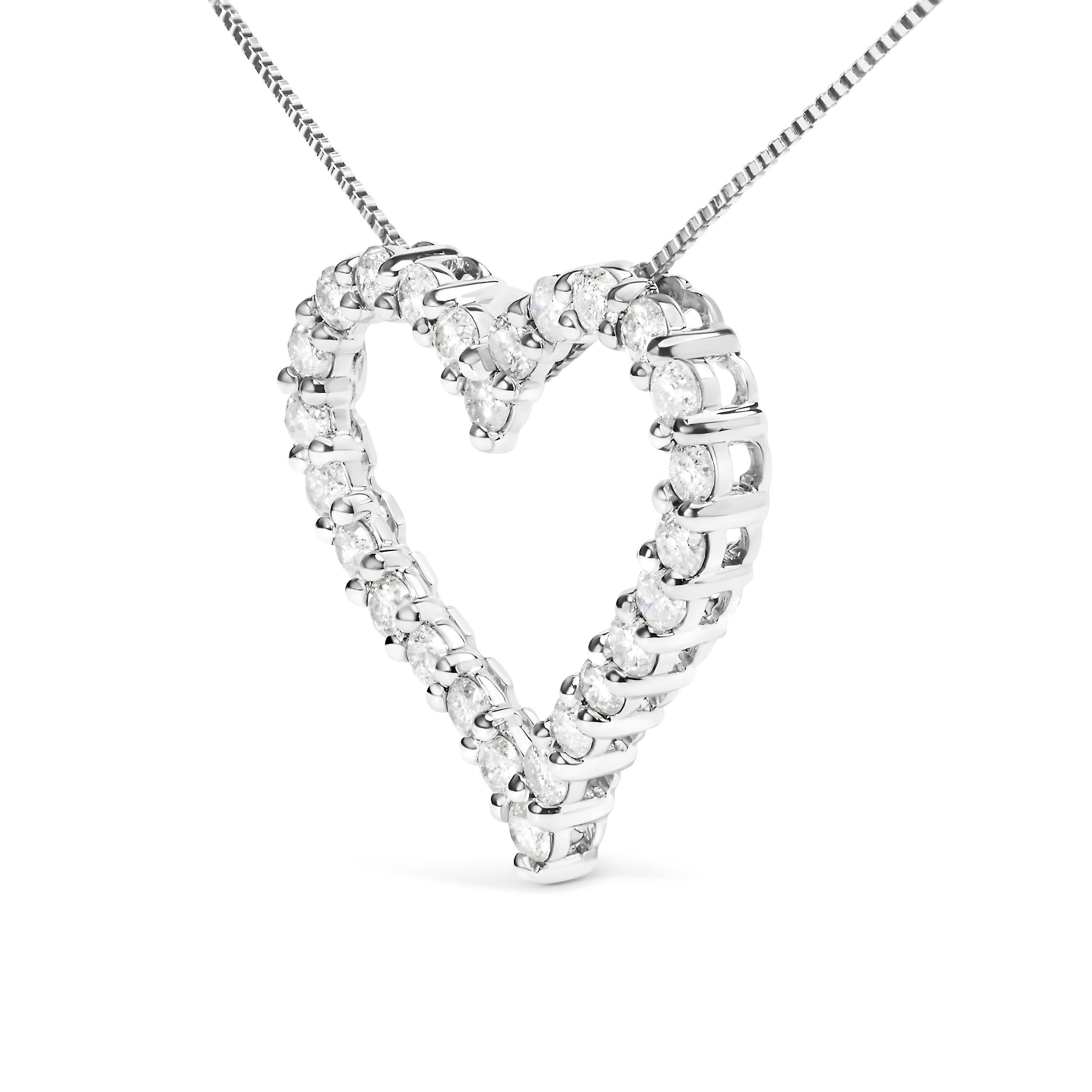 Moderno Collana con ciondolo a cuore aperto in argento 925 con 2,0 carati di diamanti da 18