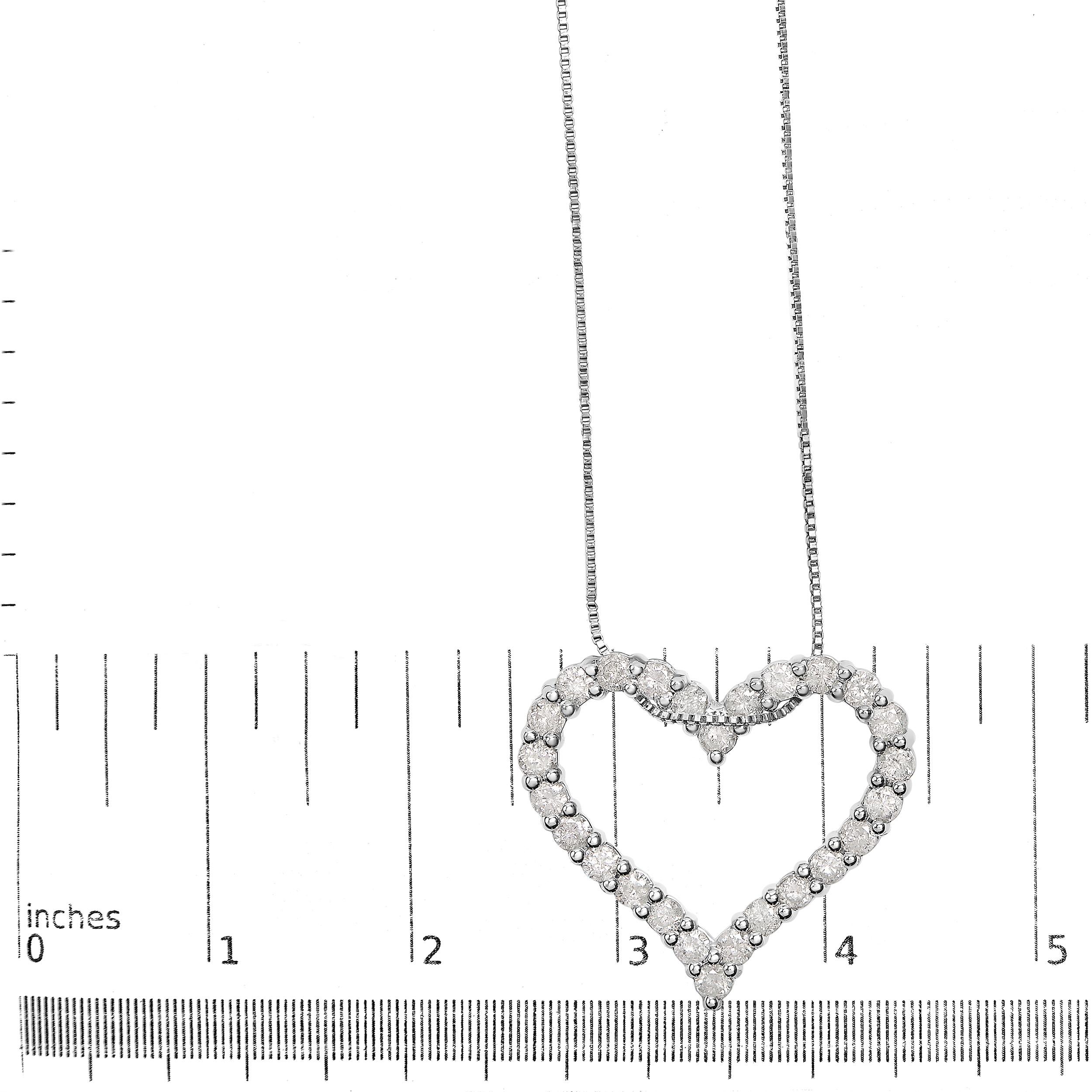 Collana con ciondolo a cuore aperto in argento 925 con 2,0 carati di diamanti da 18