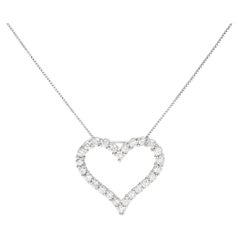 .925 Sterling Silver 2.0 Carat Diamond Open Heart 18" Pendant Necklace