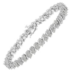 .925 Sterling Silber 2,0 Karat Diamant S- Glieder-Tennisarmband