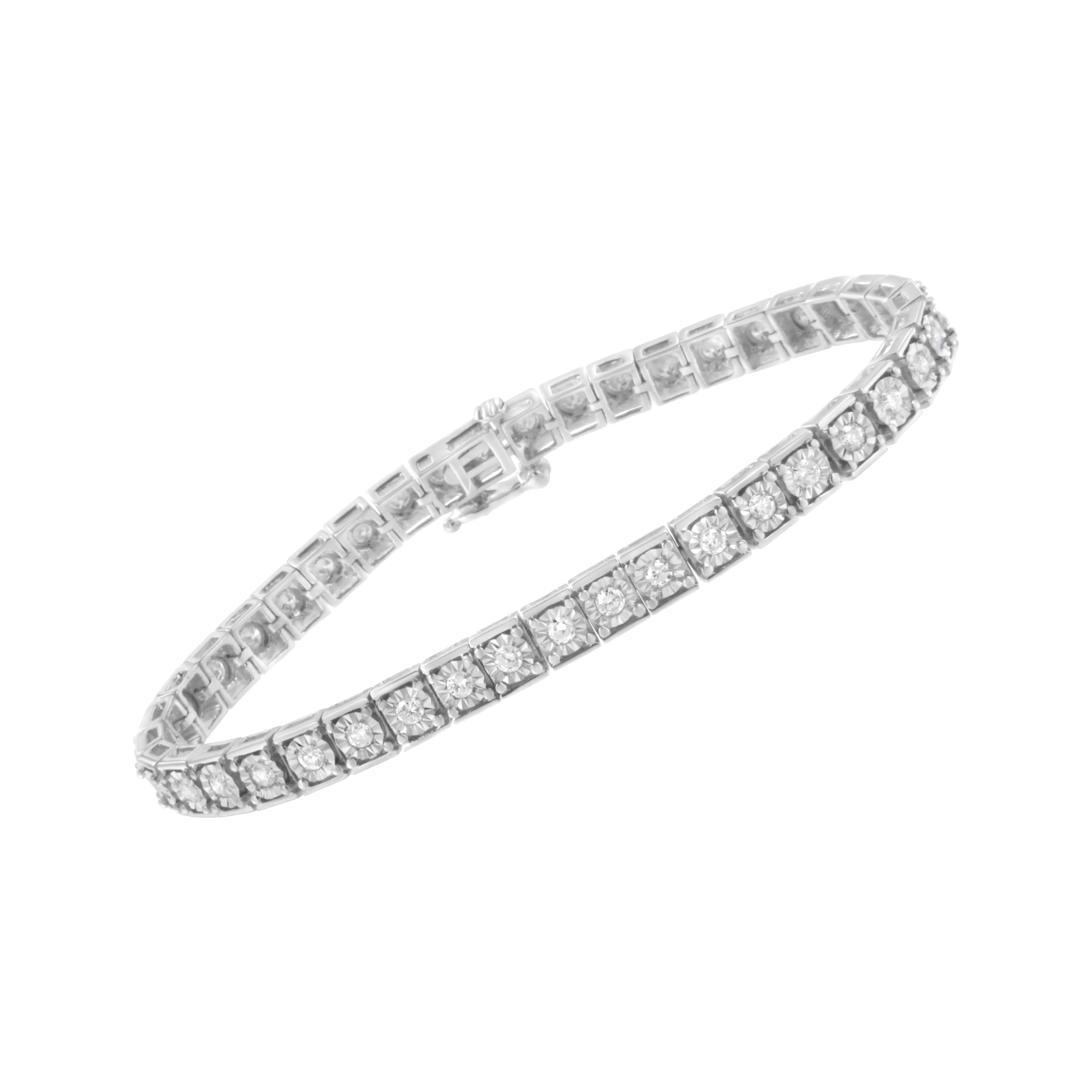 .925 Sterlingsilber 2,0 Karat Diamant-Tennisarmband mit quadratischem Rahmen und Miracle-Set (Moderne) im Angebot