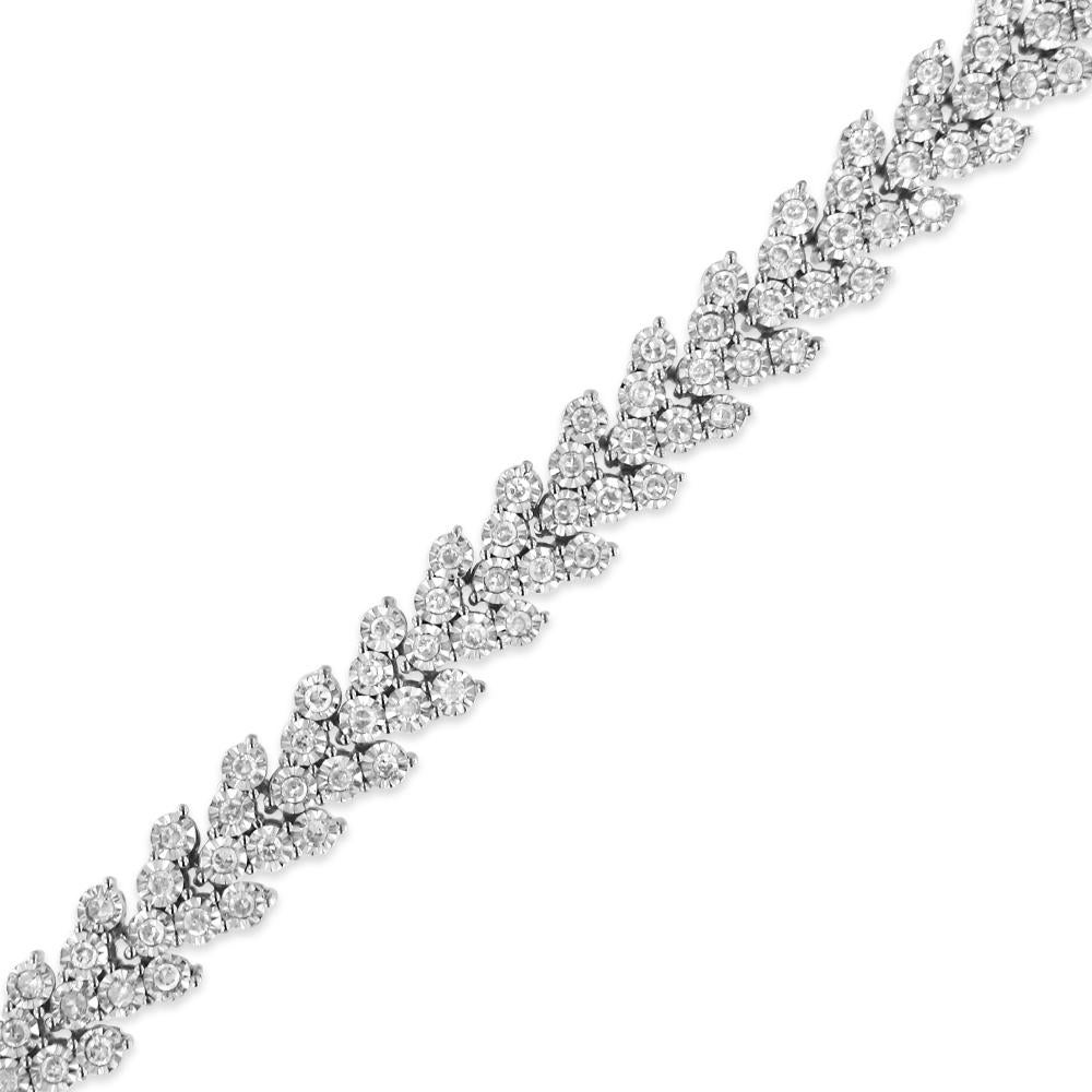 .925 Sterling Silber 2,0 Karat Miracle Set Diamant Lorbeerkranz Gliederarmband (Zeitgenössisch) im Angebot